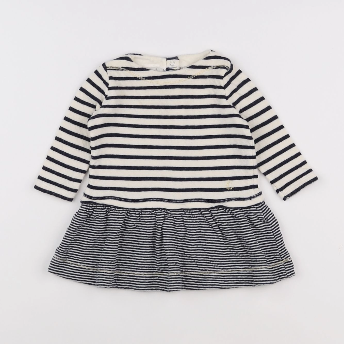 Petit Bateau - robe bleu, blanc - 6 mois